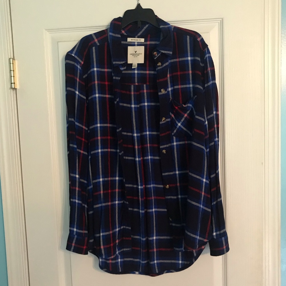 Red and blue flannel shirt